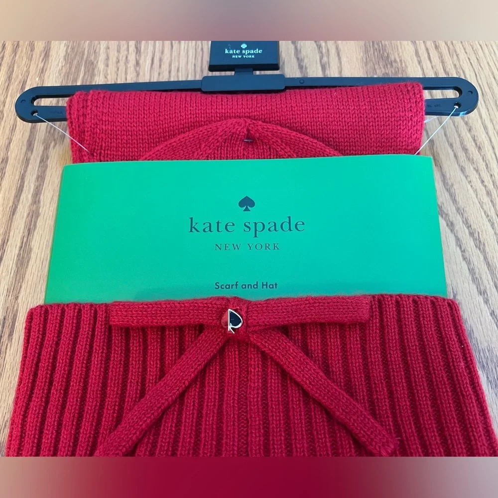 Kate Spade Red Hat & Scarf Set